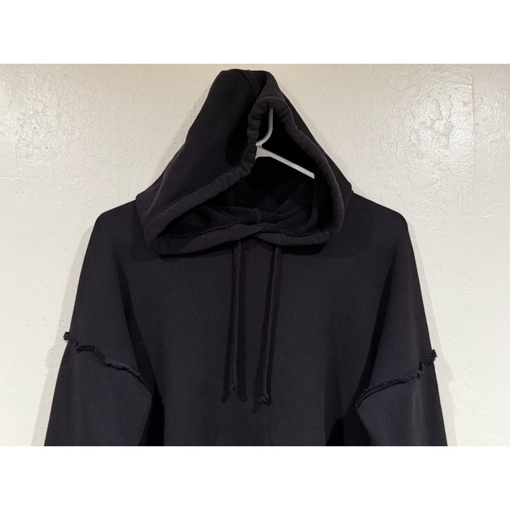 Eileen Fisher Organic Cotton French Terry Raw Edge Hoodie Black Petite PS/PP - Picture 6 of 7